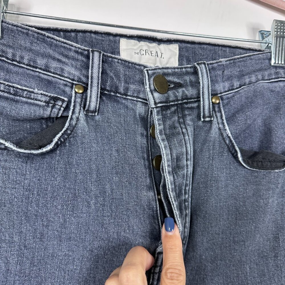 The Great The Straight A Cropped Jeans High Rise Button Fly Indigo 25 #A1228 - Picture 5 of 10